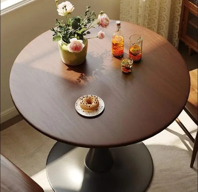 Walnut Round Table, Modern Dining Table, Dining Table,MDF Top and Steel Base Tulip Round Kitchen Table,Kitchen Table, Mid Century Coffee Table for Living Room 24 Inch,Oval Dining Table,Mother's day Default -DTYStore