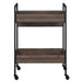 Walnut and Black Serving Cart with 2 Shelves Default -DTYStore