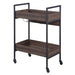 Walnut and Black Serving Cart with 2 Shelves Default -DTYStore