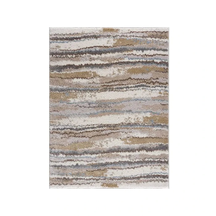 Watercolor Abstract Stripe Woven Area Rug Default -DTYStore