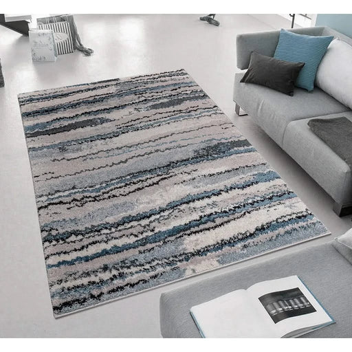 Watercolor Abstract Stripe Woven Area Rug Default -DTYStore