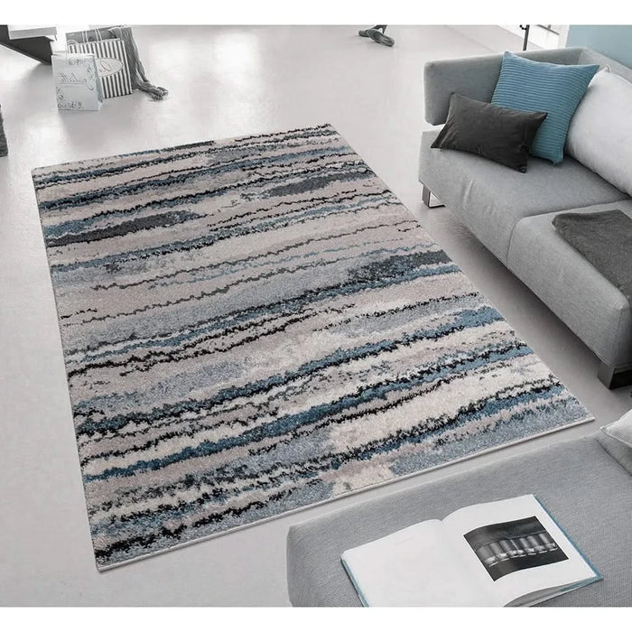 Watercolor Abstract Stripe Woven Area Rug Default -DTYStore