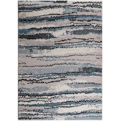 Watercolor Abstract Stripe Woven Area Rug Default -DTYStore