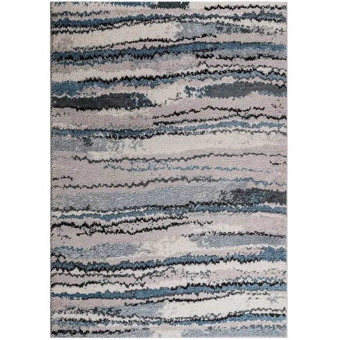 Watercolor Abstract Stripe Woven Area Rug Default -DTYStore
