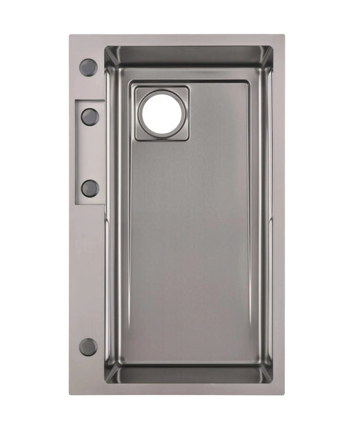 Waterfall Kitchen Sink, Stainless Steel Single Bowl in Black, Multifunctional Workstation with Flying-rain Faucet and Cutting Board, 30×18″ Stainless Steel Single Bowl Sink, LS-SSBL05 Default -DTYStore