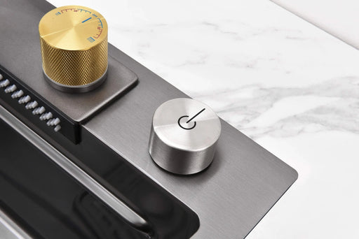 Waterfall Kitchen Sink, Stainless Steel Single Bowl in Black, Multifunctional Workstation with Flying-rain Faucet and Cutting Board, 30×18″ Stainless Steel Single Bowl Sink, LS-SSBL05 Default -DTYStore