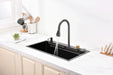 Waterfall Kitchen Sink, Stainless Steel Single Bowl in Black, Multifunctional Workstation with Flying-rain Faucet and Cutting Board, 30×18″ Stainless Steel Single Bowl Sink, LS-SSBL05 - DTY Store
