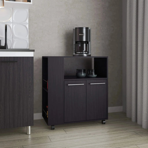 Wengue Kitchen Cart with Microwave Shelf and Open Storage Default -DTYStore