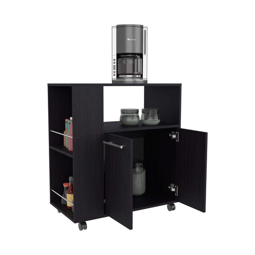 Wengue Kitchen Cart with Microwave Shelf and Open Storage Default -DTYStore