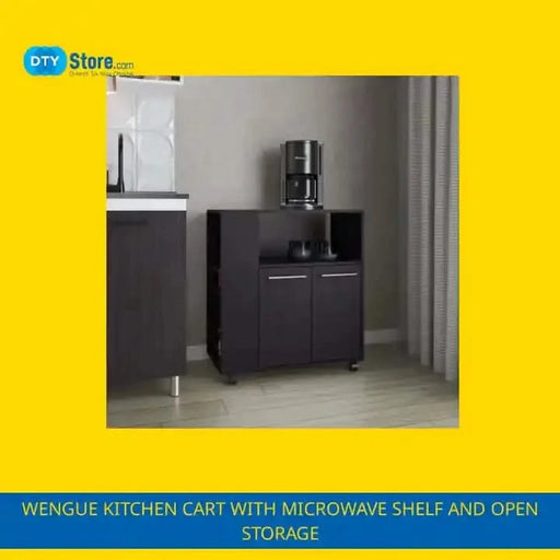 Wengue Kitchen Cart with Microwave Shelf and Open Storage Default -DTYStore