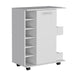 White 4-wheel bar cart cabinet for kitchen or living room, with 6 side built-in bottle racks, 1 interior shelve, 2 side shelves, 2 space with wood door to store glasses, cups, coffee or snacks. Default -DTYStore