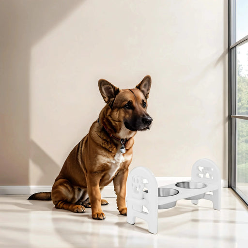 White Adjustable Pet Bowl Travel Ready HDPE Durable Poly Lumber Recycled Default -DTYStore