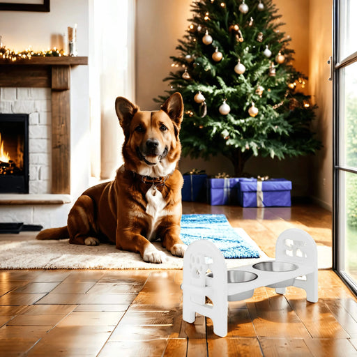 White Adjustable Pet Bowl Travel Ready HDPE Durable Poly Lumber Recycled Default -DTYStore