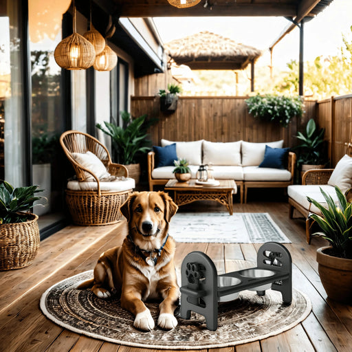 White Adjustable Pet Bowl Travel Ready HDPE Durable Poly Lumber Recycled Default -DTYStore