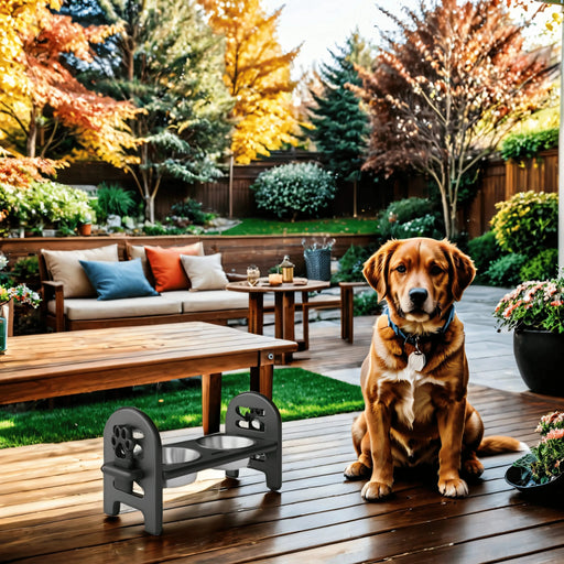 White Adjustable Pet Bowl Travel Ready HDPE Durable Poly Lumber Recycled Default -DTYStore