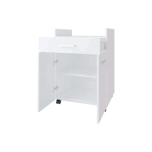 White Burnside Kitchen Cart with 2 Doors and 1 Drawer Default -DTYStore
