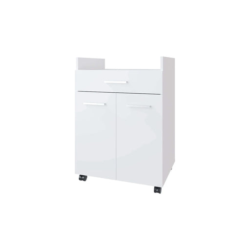 White Burnside Kitchen Cart with 2 Doors and 1 Drawer Default -DTYStore