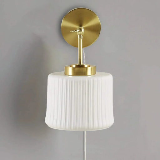 White Ceramic Wall Sconce with Adjustable Swing Arm Gold/White See below Default -DTYStore