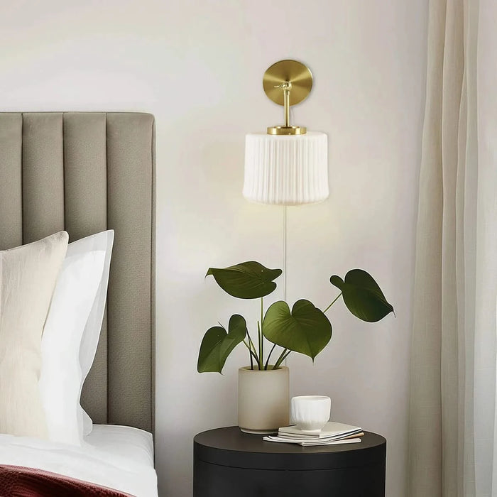 White Ceramic Wall Sconce with Adjustable Swing Arm Gold/White See below Default -DTYStore