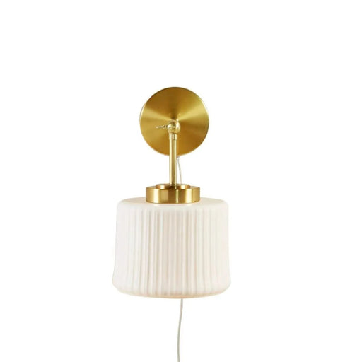 White Ceramic Wall Sconce with Adjustable Swing Arm Gold/White See below Default -DTYStore