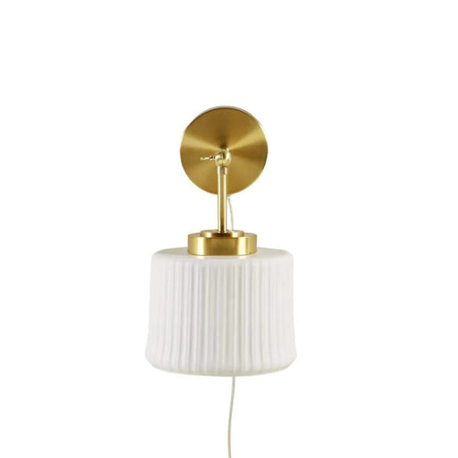 White Ceramic Wall Sconce with Adjustable Swing Arm Gold/White See below Default -DTYStore