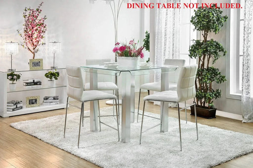 White Color Leatherette 2pcs Counter Height Dining Chairs Chrome Metal Legs Dining Room Counter Height Chairs Default -DTYStore