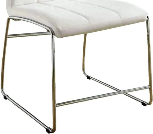 White Color Leatherette 2pcs Counter Height Dining Chairs Chrome Metal Legs Dining Room Counter Height Chairs Default -DTYStore