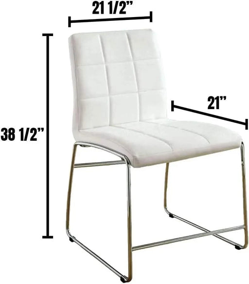 White Color Leatherette 2pcs Counter Height Dining Chairs Chrome Metal Legs Dining Room Counter Height Chairs Default -DTYStore