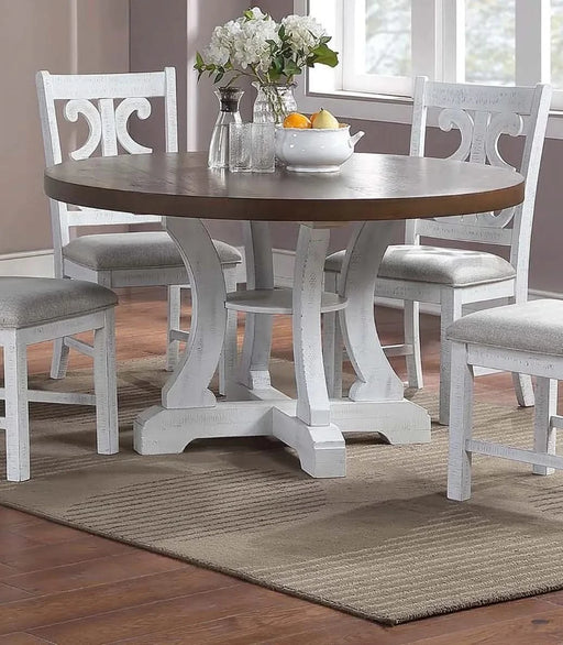 White Dining Room Wooden 1pc Round Dining Table Elegant Design Furniture Default -DTYStore