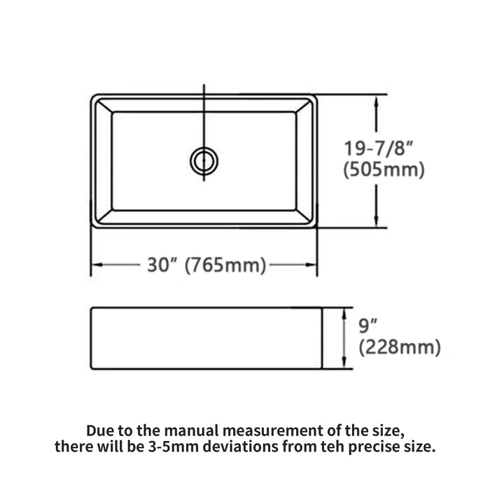 White Farmhouse Sink - 30 Inch White Farmhouse Kitchen Sink Apron Front Ceramic Single Bowl Kitchen Sinks Default -DTYStore