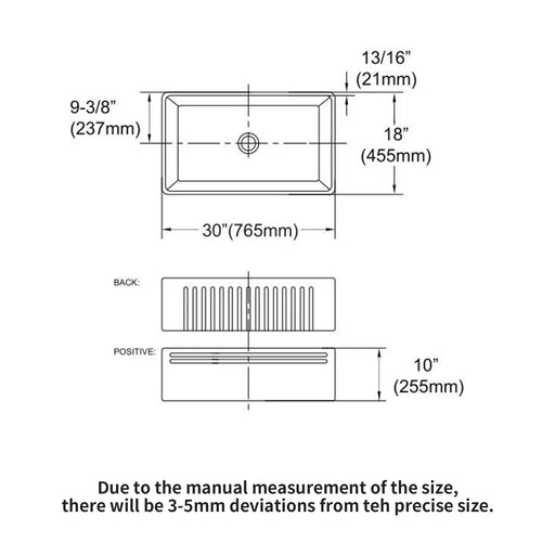 White Farmhouse Sink - 30 inch Kitchen Sink Apron-front White Ceramic Reversible Single Bowl Kitchen Farm Sinks Default -DTYStore