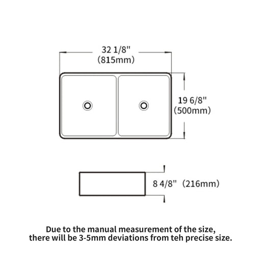White Farmhouse Sink - 32 inches Ceramic Double Bowl Farm Apron Front Kitchen Sink Default -DTYStore