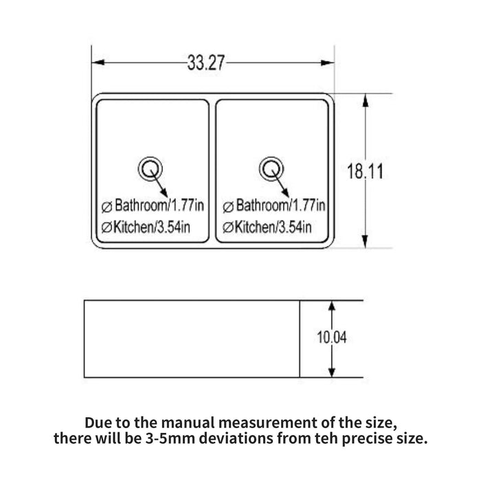 White Farmhouse Sink - 33 Inch Kitchen Sink Apron Front Double Bowl 50/50 White Ceramic Kitchen Farm Sink Default -DTYStore