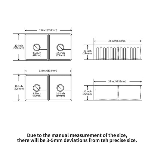 White Farmhouse Sink - 33 inch White Ceramic Double Bowl Farm Kitchen Sink Default -DTYStore