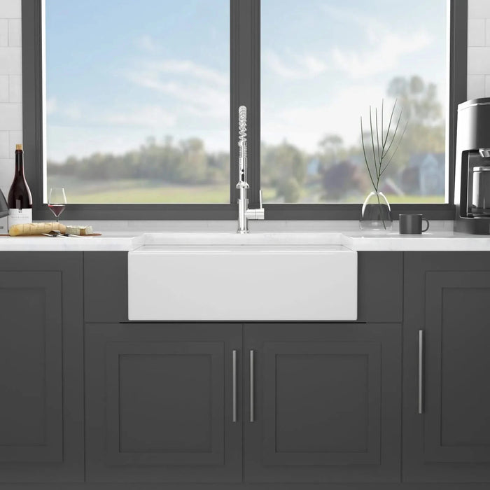 White Farmhouse Sink Workstation - 30 x 20 inch Ceramic Single Bowl Kitchen Sink with Accessories Default -DTYStore