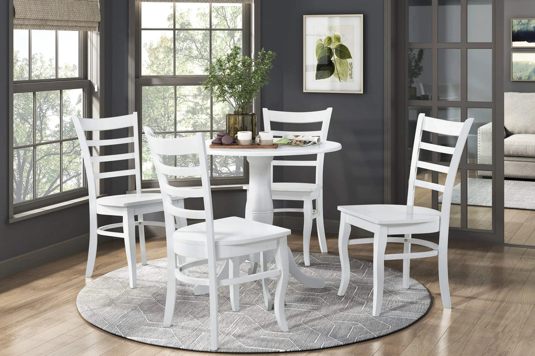 White Finish 1pc Round Table Wooden Pedestal Base Casual Farmhouse Style Kitchen Dining Room Furniture Default -DTYStore