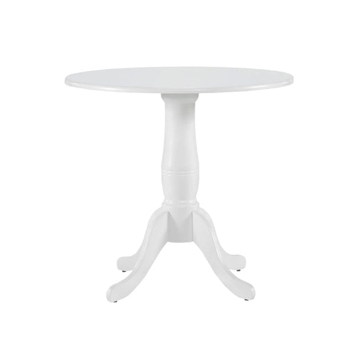 White Finish 1pc Round Table Wooden Pedestal Base Casual Farmhouse Style Kitchen Dining Room Furniture Default -DTYStore