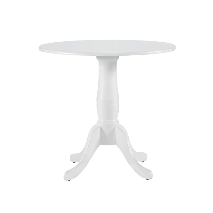 White Finish 1pc Round Table Wooden Pedestal Base Casual Farmhouse Style Kitchen Dining Room Furniture Default -DTYStore