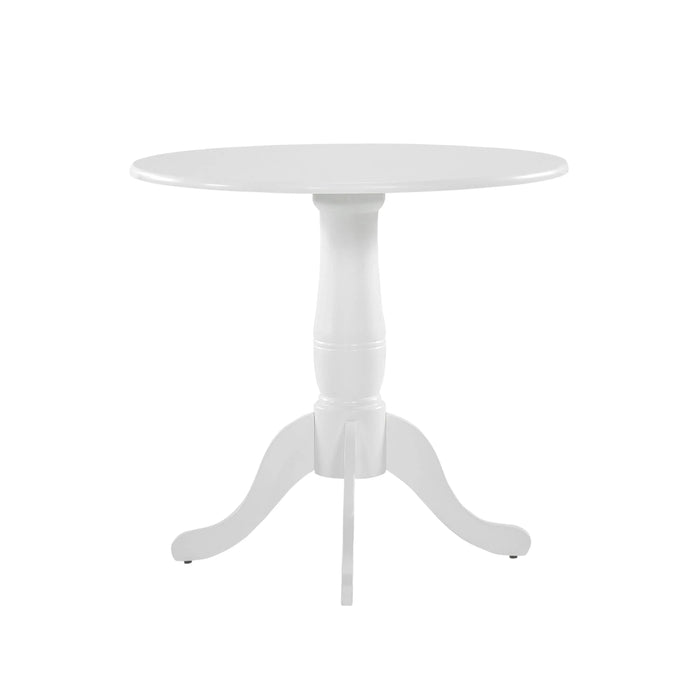 White Finish 1pc Round Table Wooden Pedestal Base Casual Farmhouse Style Kitchen Dining Room Furniture Default -DTYStore