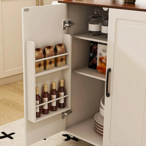 White Kitchen Island Cart with Foldable Tabletop & Drop Leaf - Mobile Breakfast Bar with Wood Top and Storage Default -DTYStore