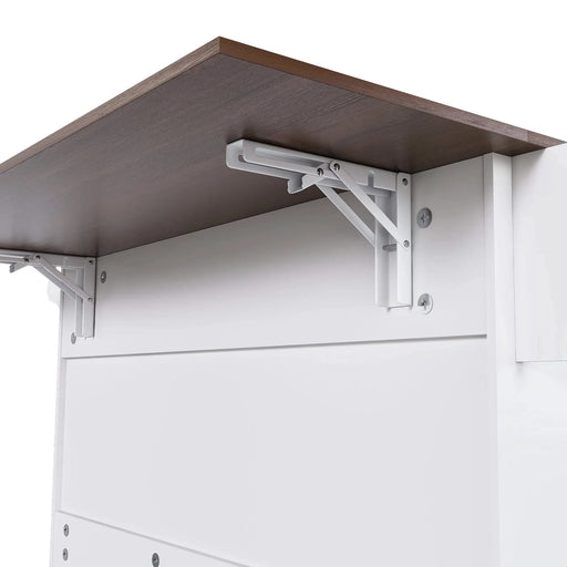 White Kitchen Island Cart with Foldable Tabletop & Drop Leaf - Mobile Breakfast Bar with Wood Top and Storage Default -DTYStore