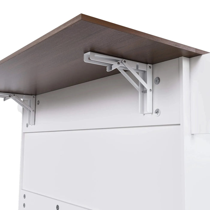 White Kitchen Island Cart with Foldable Tabletop & Drop Leaf - Mobile Breakfast Bar with Wood Top and Storage Default -DTYStore