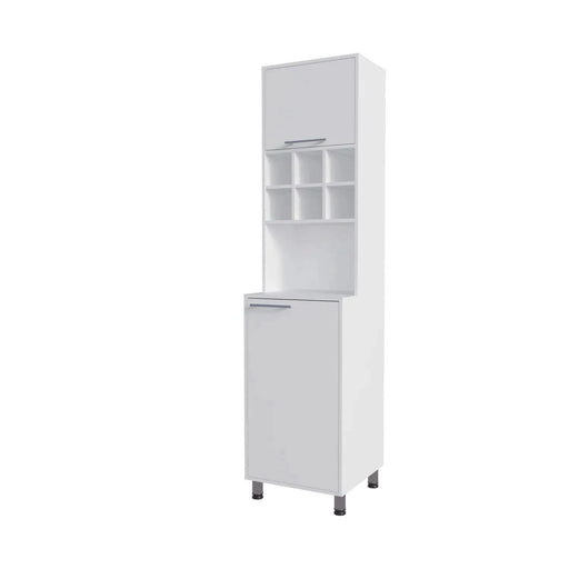 White Kitchen Pantry with Pneumatic Door and Open Storage Default -DTYStore