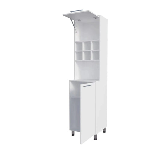 White Kitchen Pantry with Pneumatic Door and Open Storage Default -DTYStore