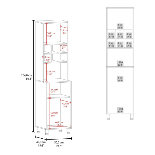 White Kitchen Pantry with Pneumatic Door and Open Storage Default -DTYStore