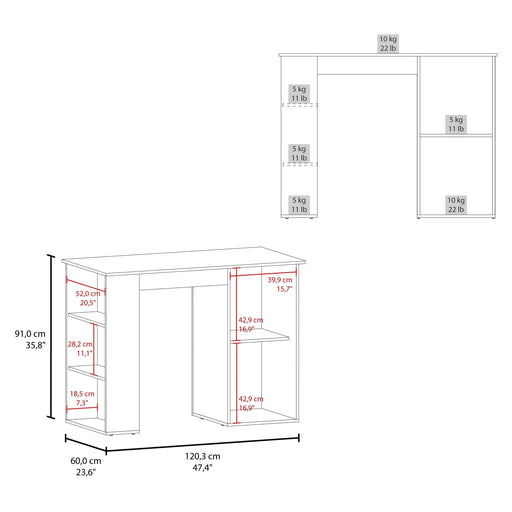 White and Natural Oak Kitchen Island with 1-Door and Open Storage Default -DTYStore