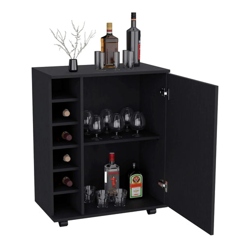Wick Bar Cart with Integrated Wine Storage, Spacious Cabinet and Smooth Rollers Default -DTYStore