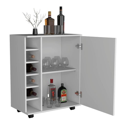 Wick Bar Cart with Integrated Wine Storage, Spacious Cabinet and Smooth Rollers Default -DTYStore