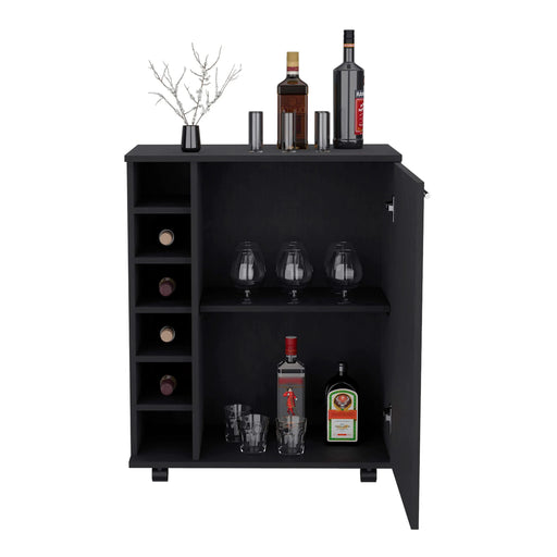 Wick Bar Cart with Integrated Wine Storage, Spacious Cabinet and Smooth Rollers Default -DTYStore