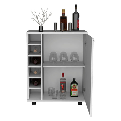 Wick Bar Cart with Integrated Wine Storage, Spacious Cabinet and Smooth Rollers Default -DTYStore